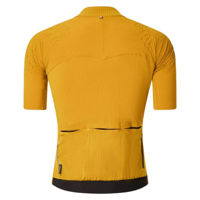 Oakley Gridskin Pinstripe Short Sleeve Jersey in Amber Yellow for Men (Back View) - Beyond The Bike UAE